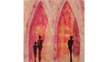 Acryl-Bild abstrakt Menschen in Kathedrale | © Caritas ASZ  Solln